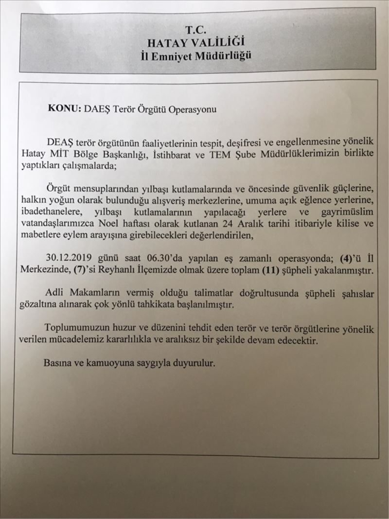 IŞİD operasyonu: 11 gözaltı