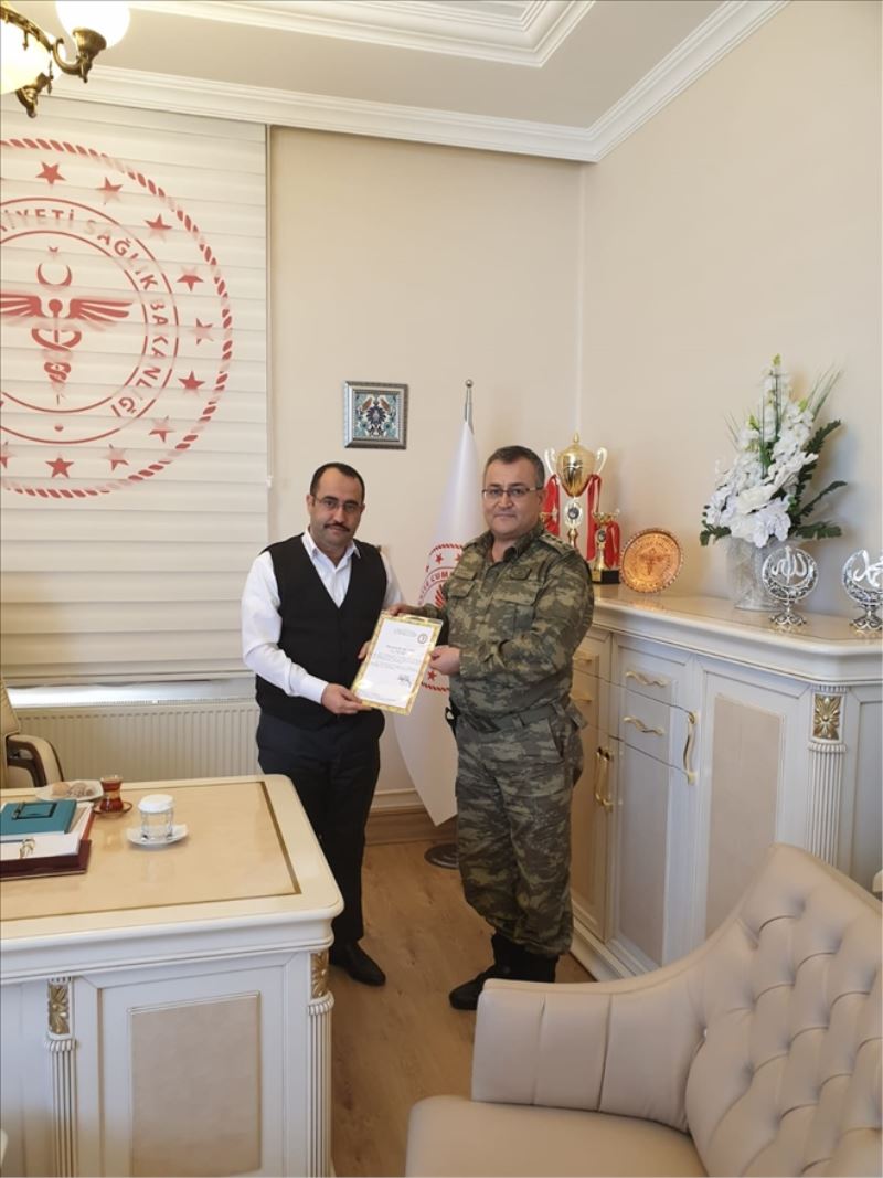 Sağlık Müdürlüğü´ne teşekkür belgesi