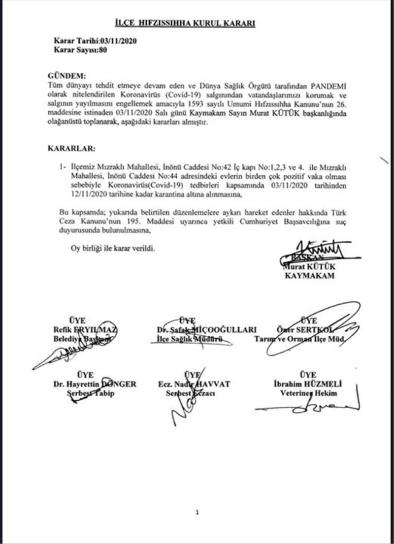 Samandağ´da evlere karantina