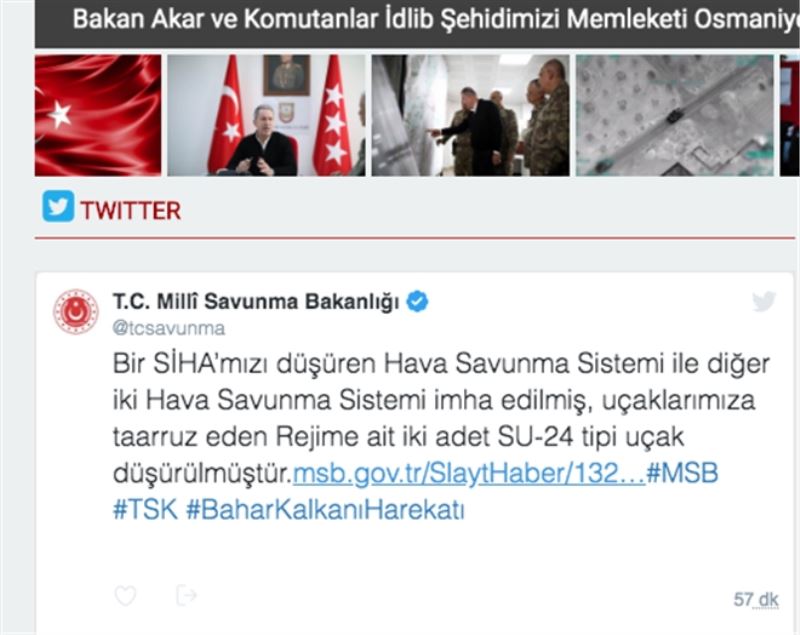 MSB: 2 uçak düşürüldü