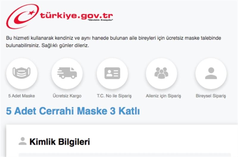 Ücretsiz maske başvurusu e-devlet linkinden