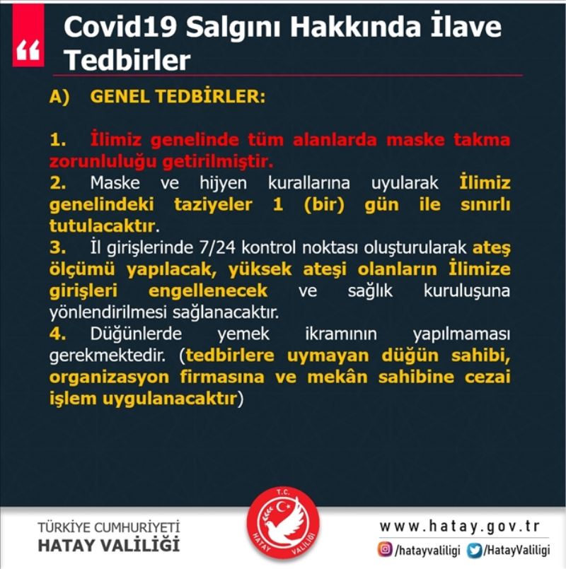 Her alanda maske takma zorunluluğu getirildi