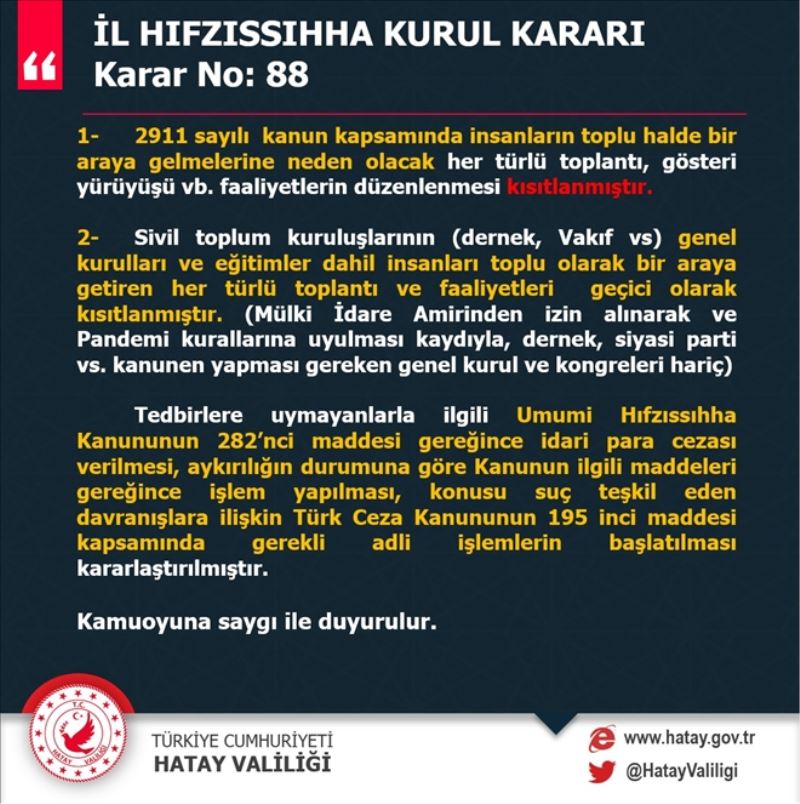 Tüm etkinliklere 15 günlük yasak