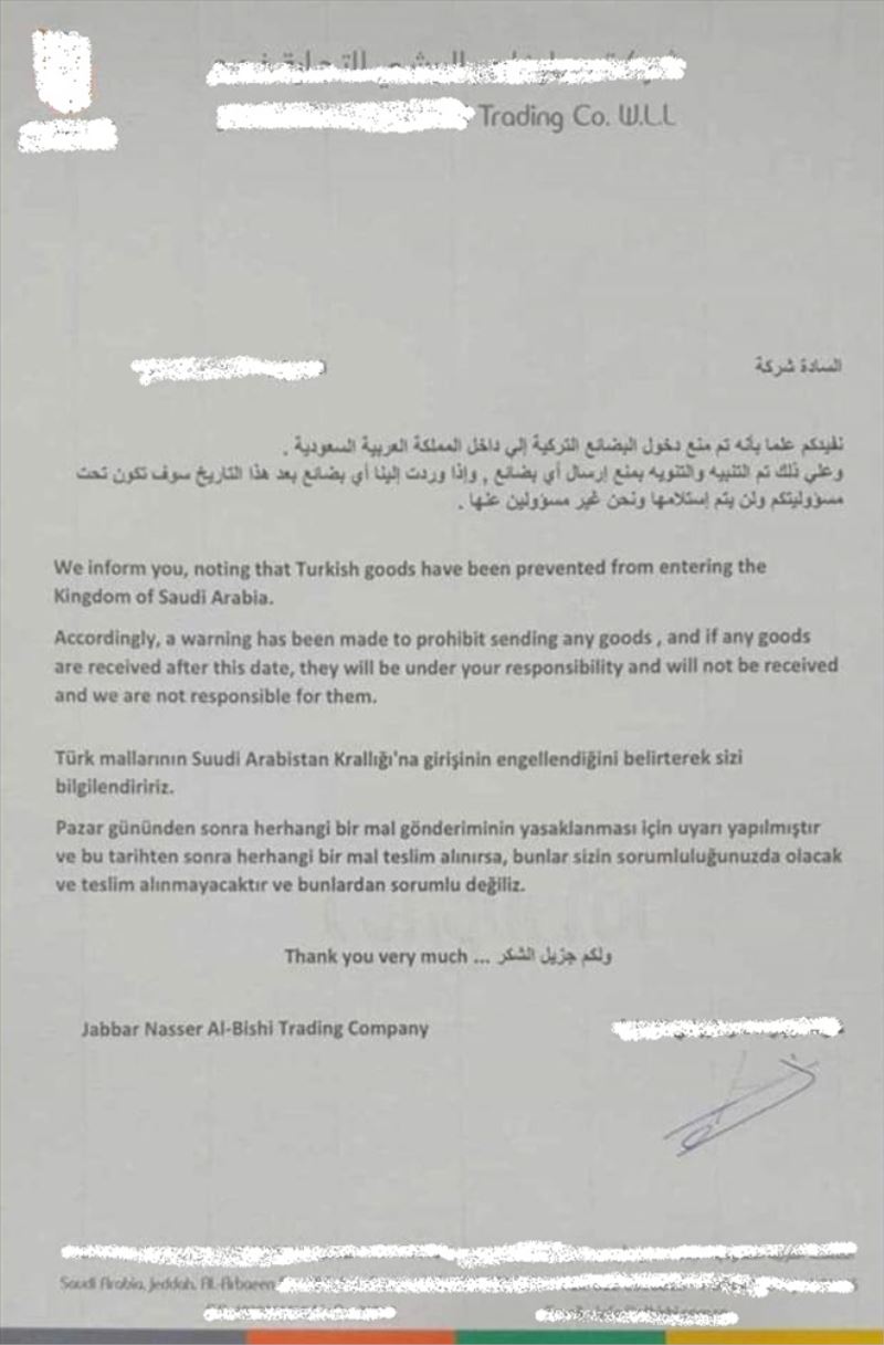 Arabistan ambargosuna tepki