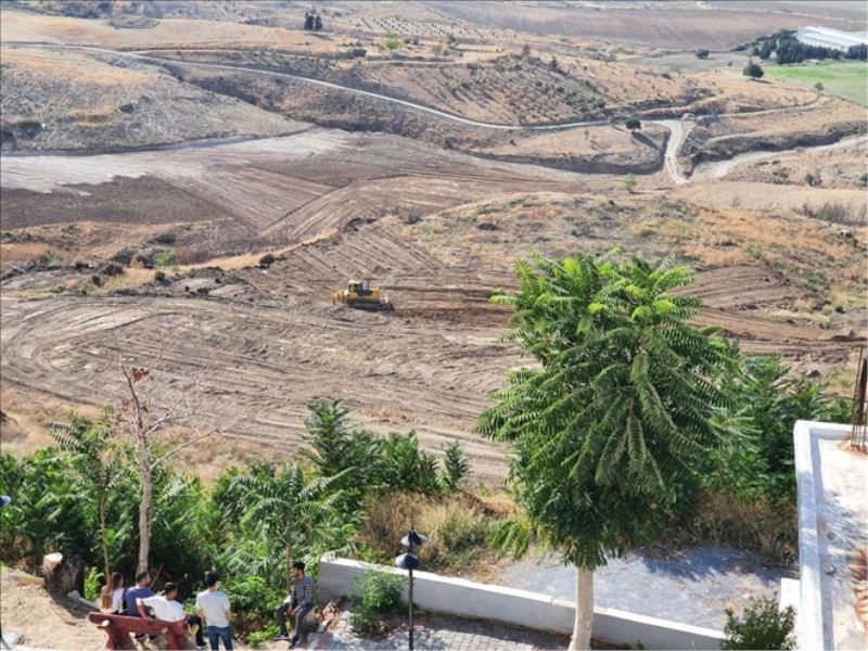 Yangından etkilenen alanda düzenleme çalışması