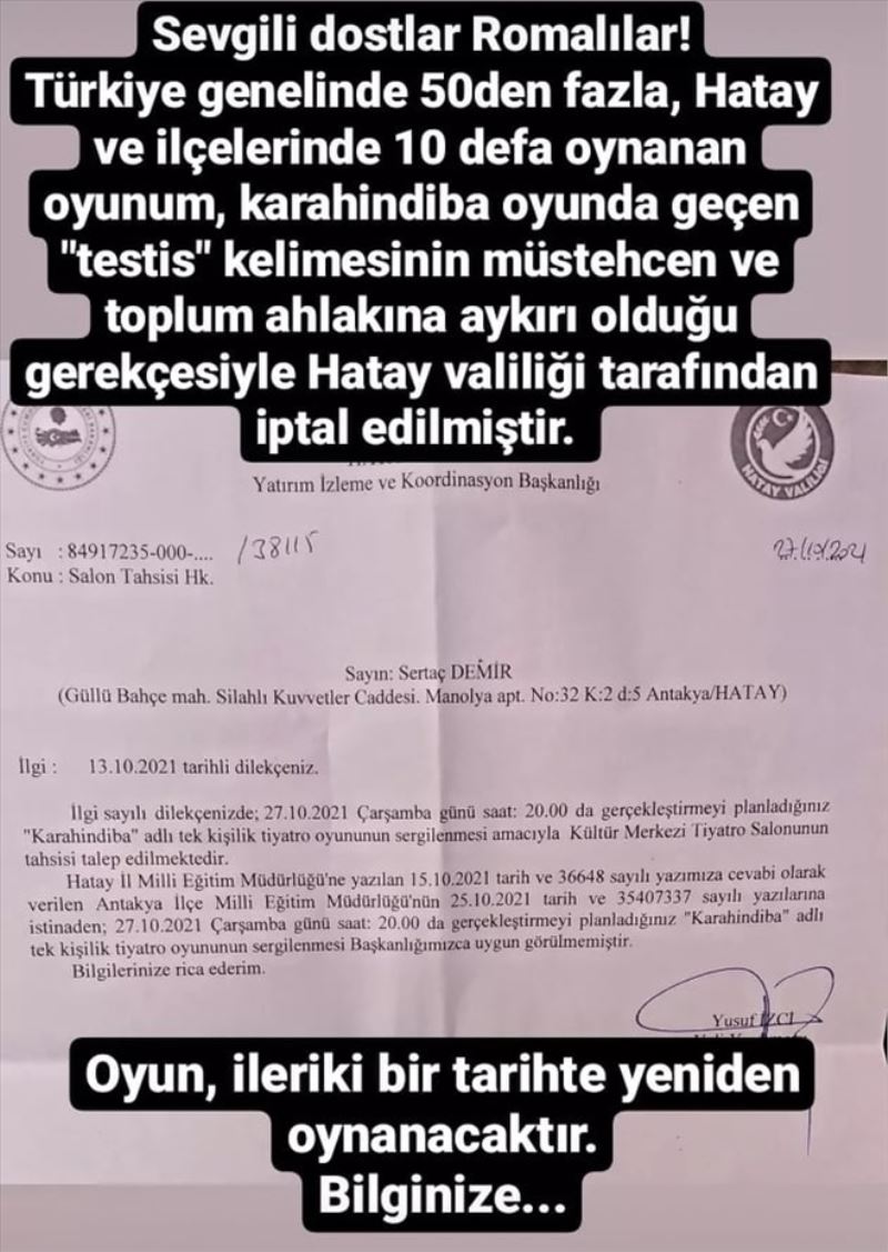 Tiyatro oyununa ´kelime yasağı´