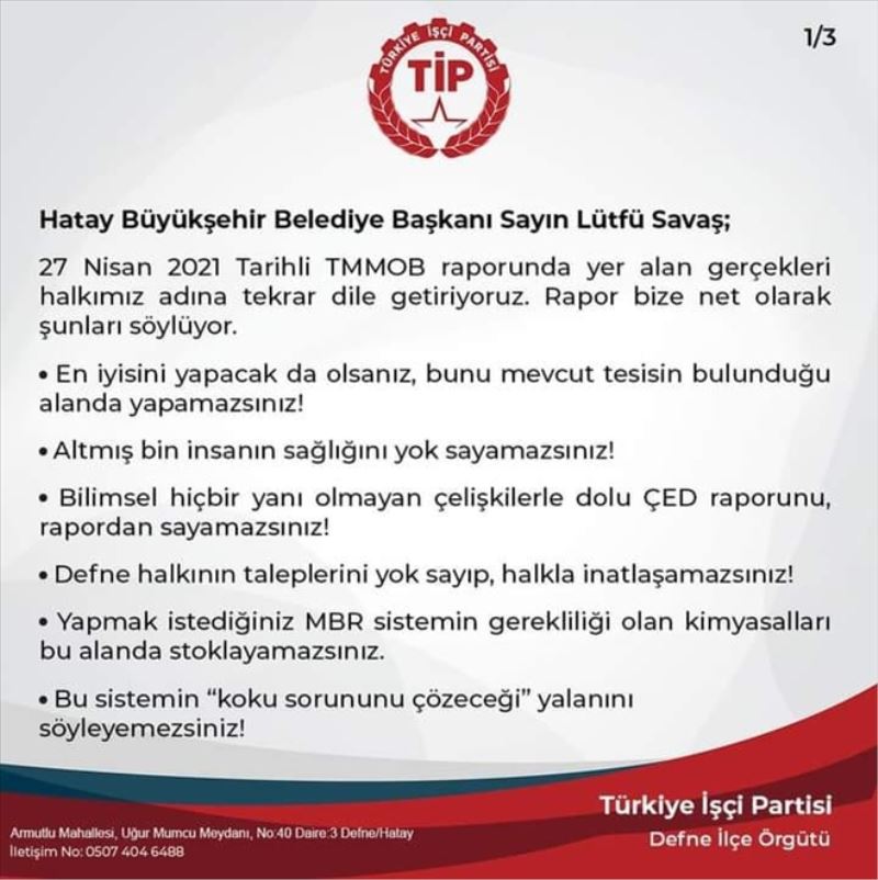 Arıtma tesisi raporuna destek