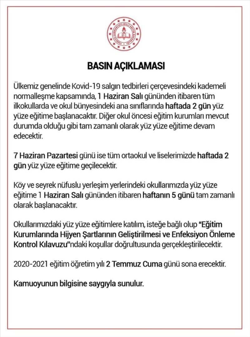 Yeni normalleşme süreci başladı