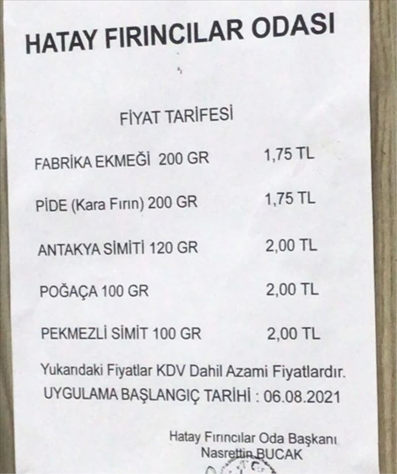 Hatay´da ekmek 1 lira 75 kuruş oldu