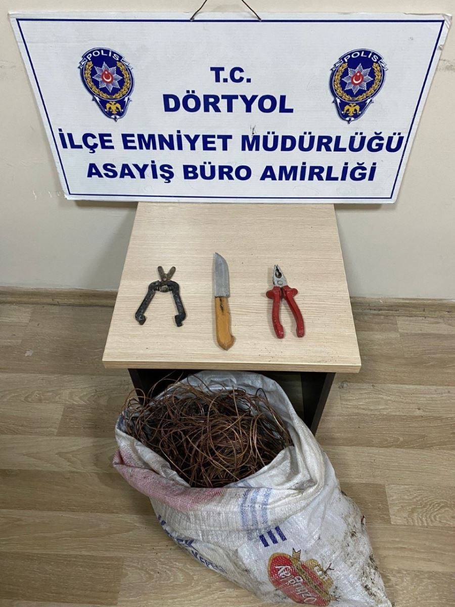 9 kilo kablo hırsızlığına tutuklama