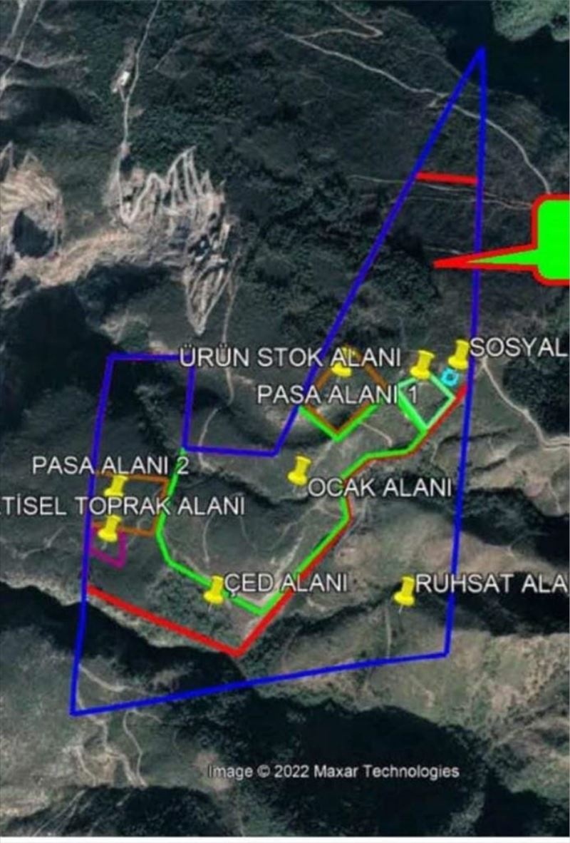 61 hektara mermer ocağı planı