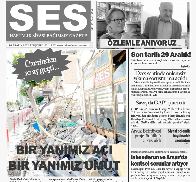 6 Şubat sonrası ilk basılı gazetemiz raflarda