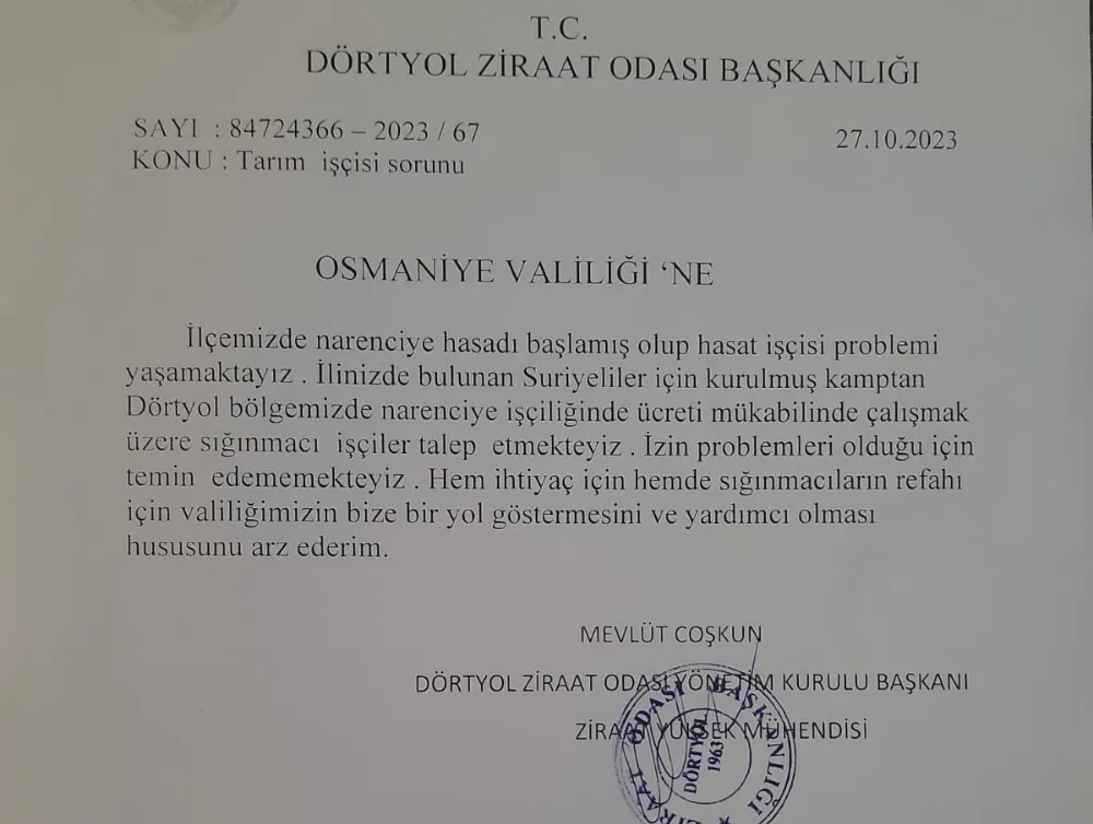 Valilikten ‘Suriyeli işçi’ istedi